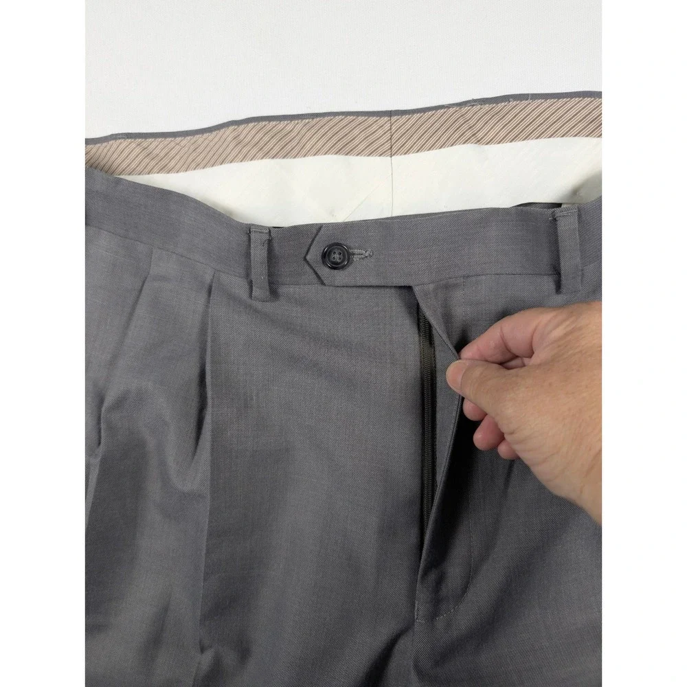 Lauren Ralph Lauren Dress Pants Mens 38x32 Gray Pleated Cuffed Washable Trousers